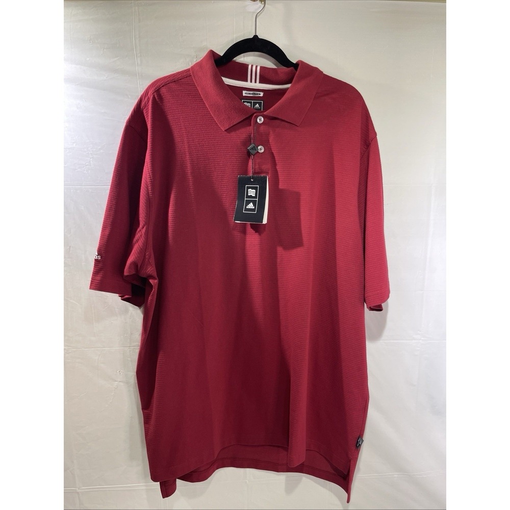 Adidas Golf Polo ClimaLite Performance Burgundy Short Sleeve Mens Size XL